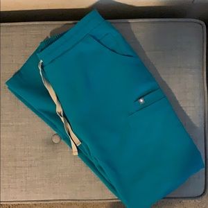 Teal Yola Fig Scrub Pants